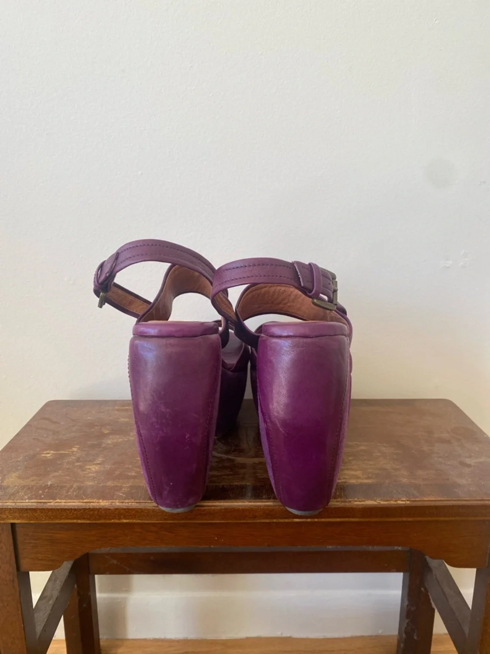 Purple Suede Platform Wedge Sandals - Picture 3 of 8